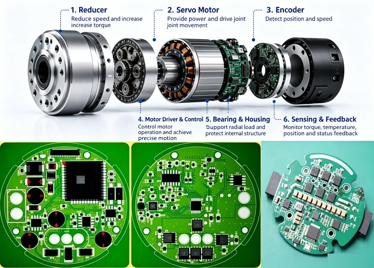 Integrated robot joint module exploded view